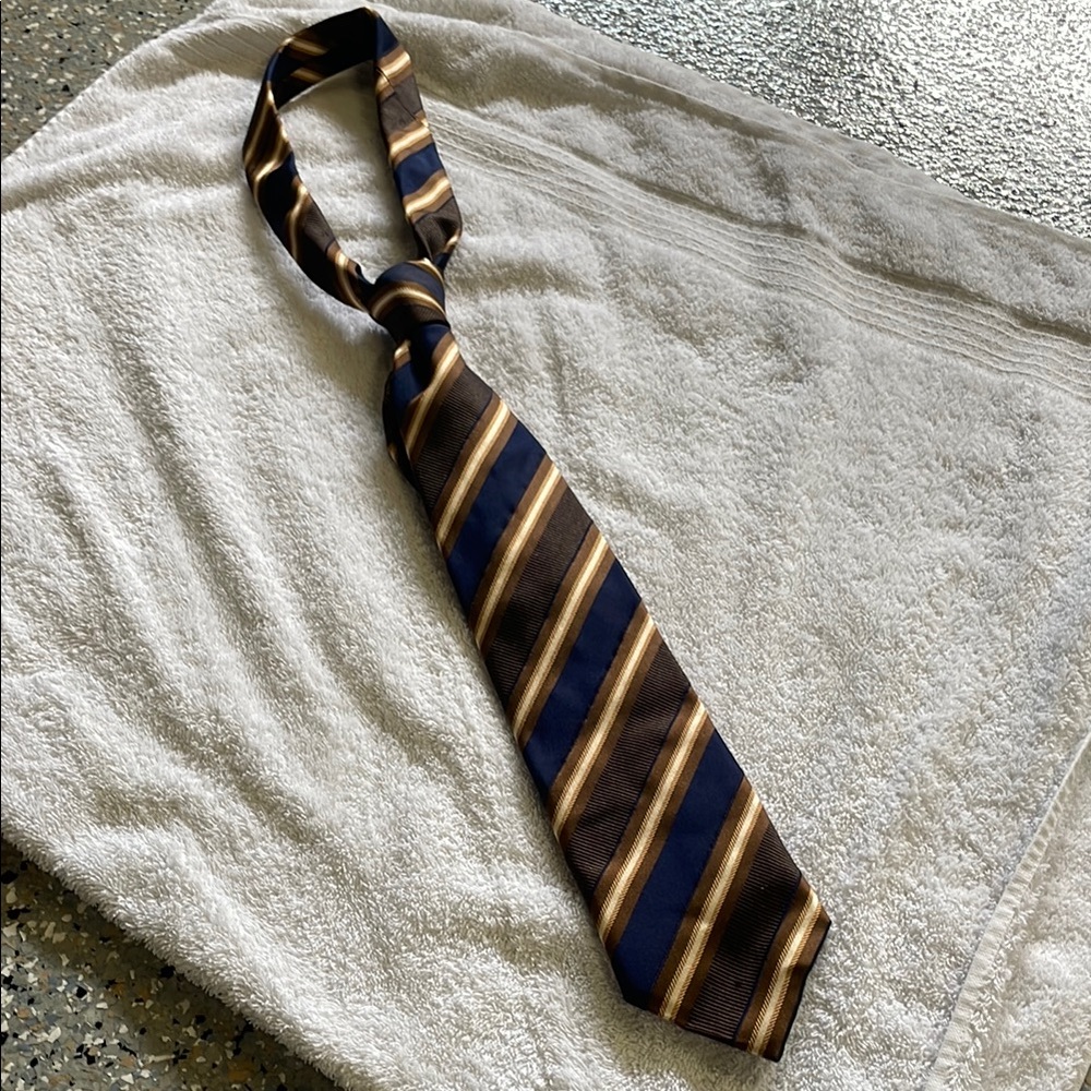Striped Brown and Blue Canali Men's Tie